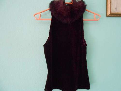 Guess Purple Faux Fur & Velvet Top (Says Medium but appears to be an XS)